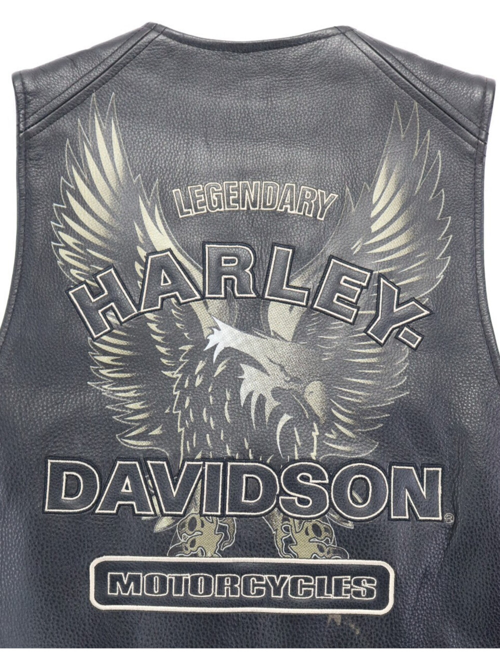 harley davidson Altitude vest M black leather bar shield legendary eagle snap